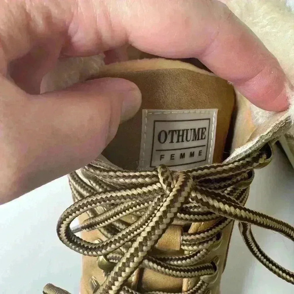 OTHUME FEMME Lack Up Tan Boots with Fur. Size 11 - Picture 8 of 8